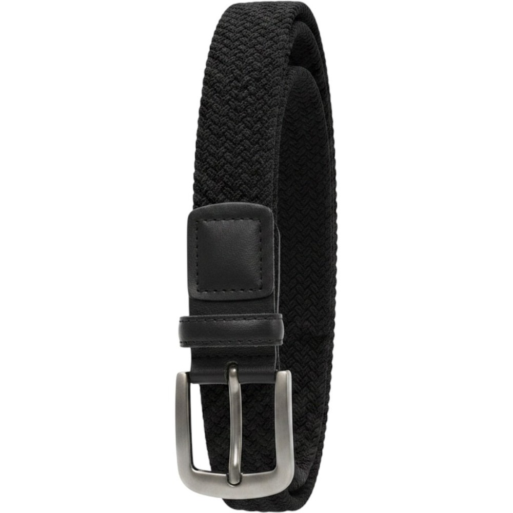 Mens Black Braided Elastic Stretch Belt Nickel Free Buckle 2XL 46-48 8012JA